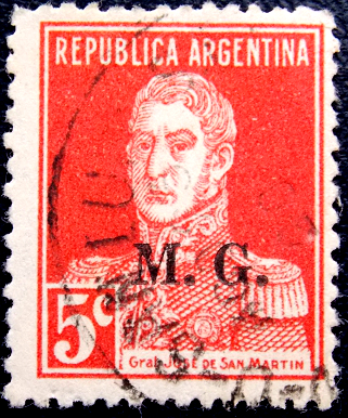 Аргентина 1933 год . 5 с . (служебная) . Хосе Франсиско де Сан-Мартин (1778-1850)